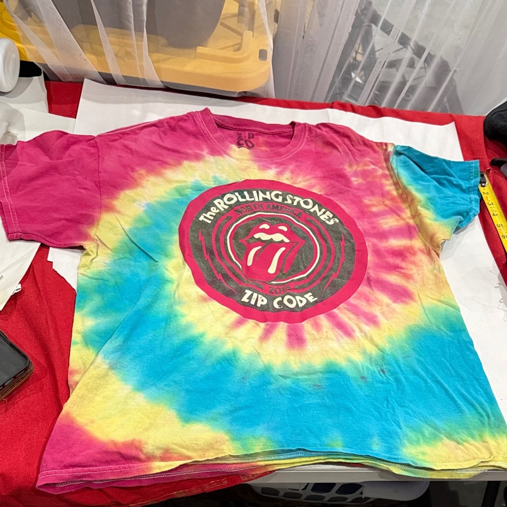 The Rolling Stones Pink and Blue Tie-Dye Tee